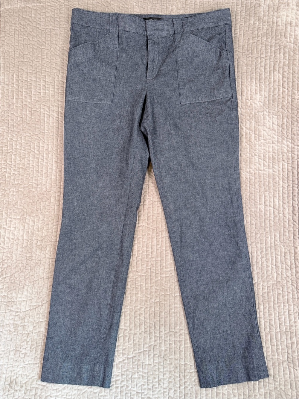 BANANA REPUBLIC Sloan Ankle Pants Women's 10 Long Dark Blue Chambray Stretch‎